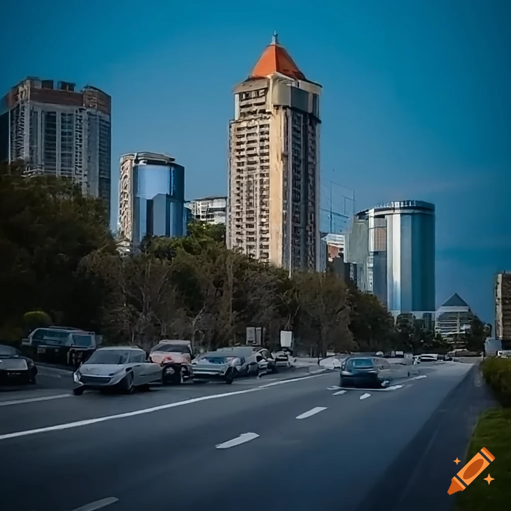cityscape with cars on a highway