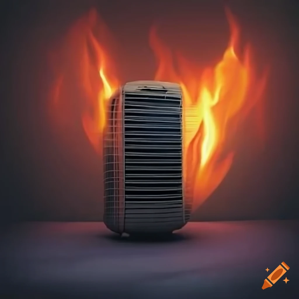 Ac unit in a room on fire on Craiyon