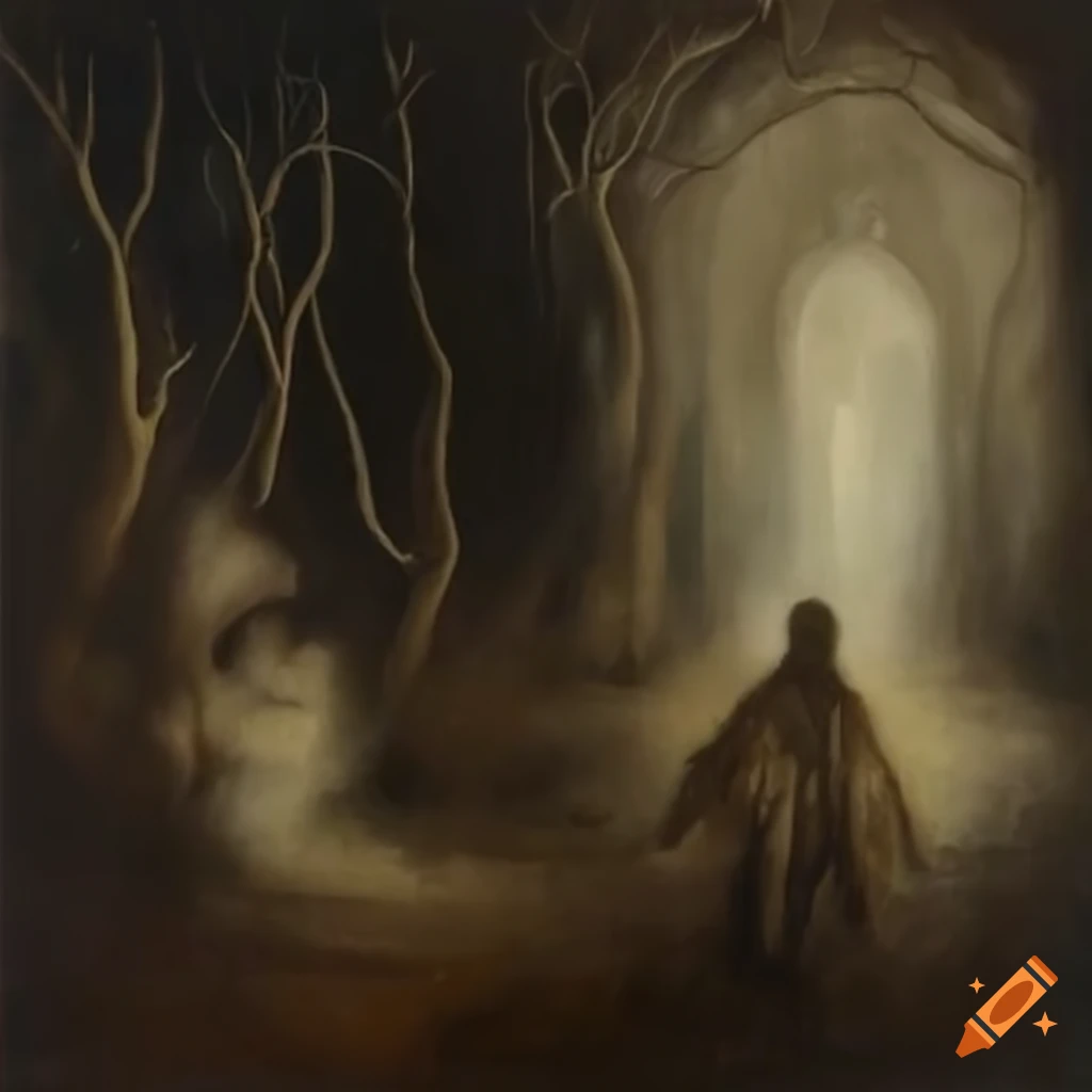 haunting painting of a wandering spirit