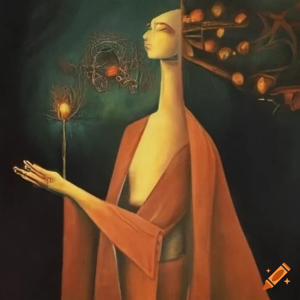 collaborative full body painting by KAY NIELSEN and REMEDIOS VARO