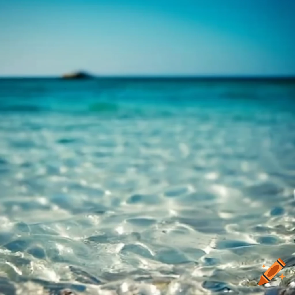 crystal clear water and blue sky at the beach