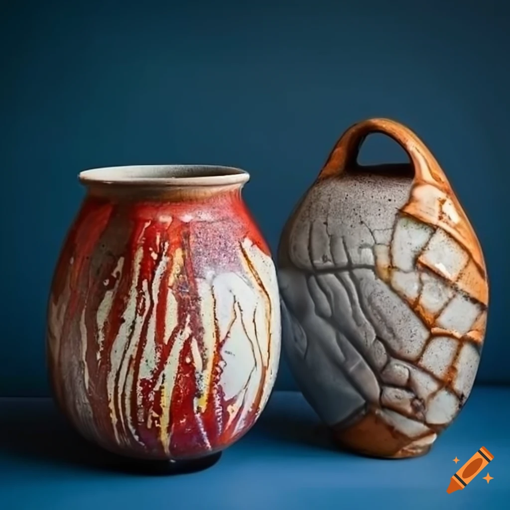 Abstract ceramic artwork with unique glazes and patterns on Craiyon