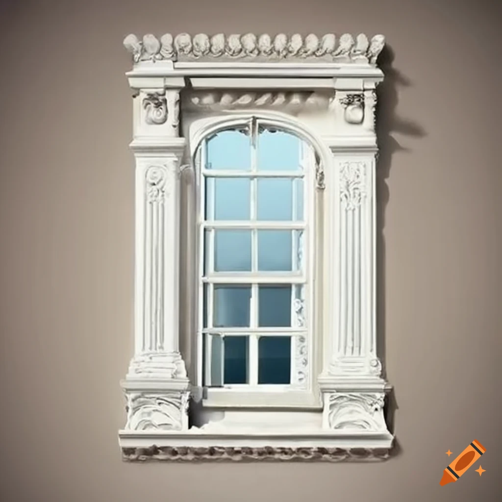 stucco ornaments on a neoclassical palace window