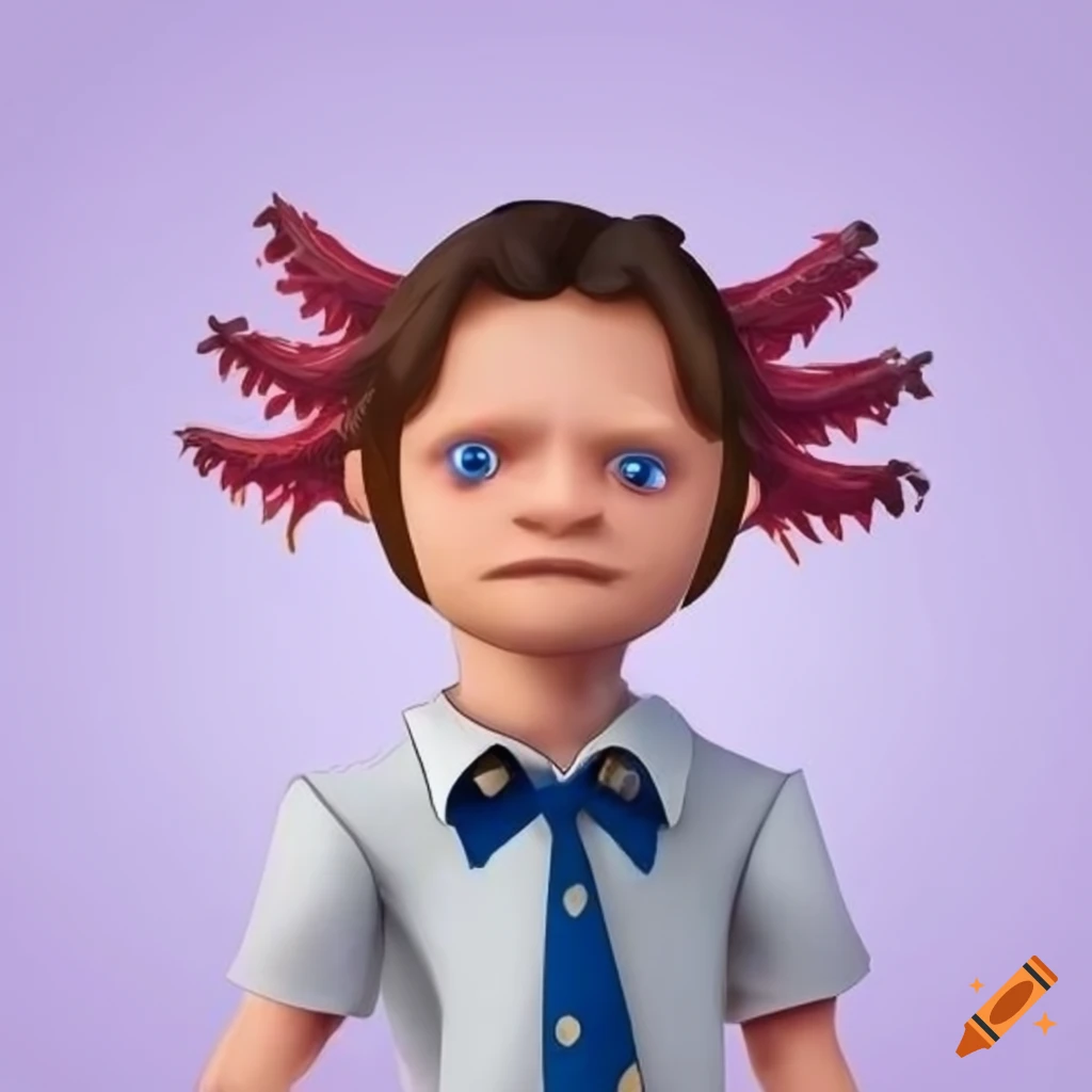 cartoony axolotl dressed as a Mormon missionary