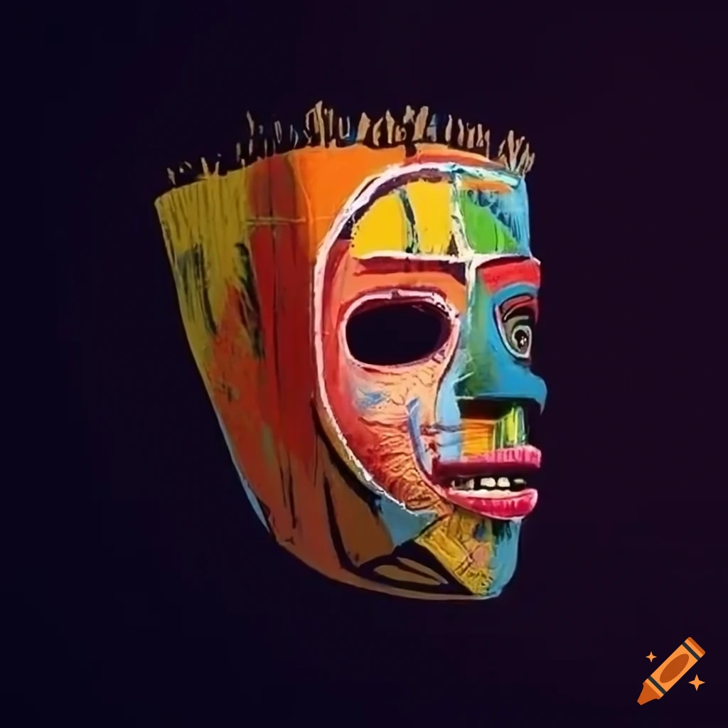Mexican mask in basquiat style on Craiyon