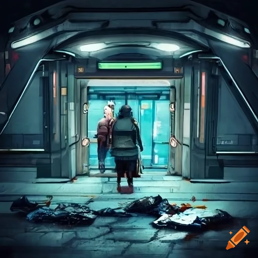 dystopian subway station entrance