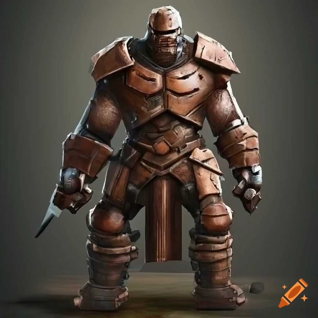Photorealistic warforged barbarian in medieval armor on Craiyon