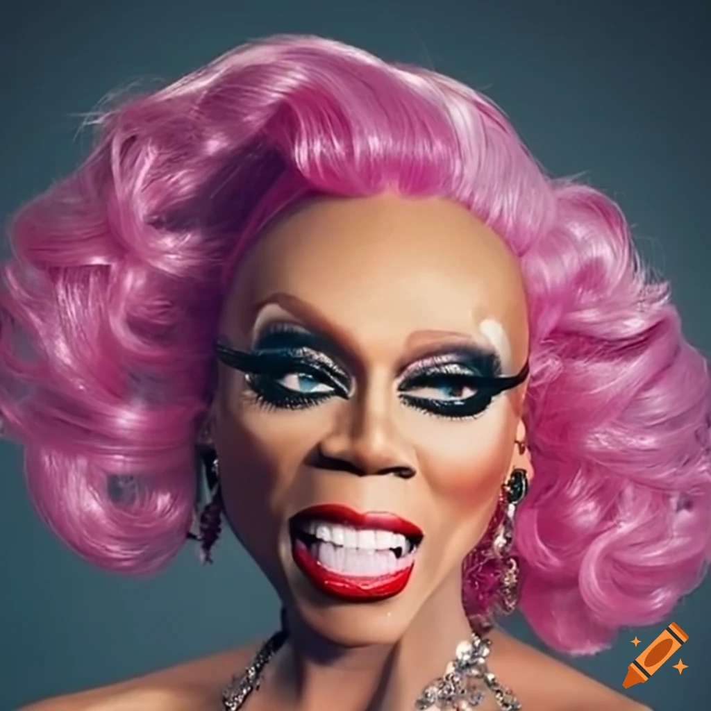 Rupaul in a stern expression wearing a wig