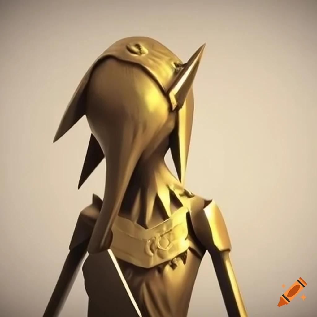 Metallic minimalist sculpture inspired by zelda game on Craiyon