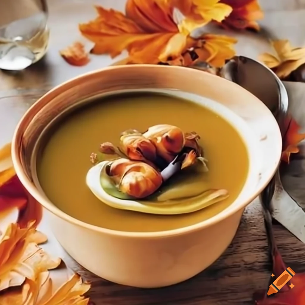 autumn table showcasing pumpkin and chestnut soup