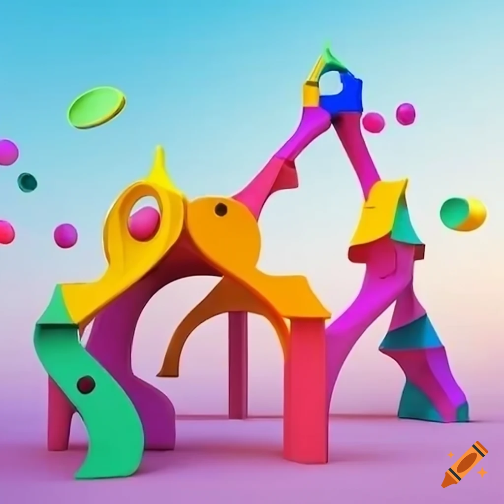 surrealist playground with vibrant colors
