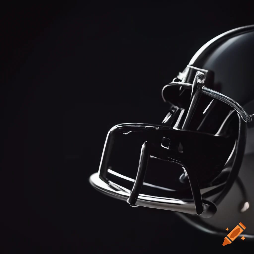 Close-up shot of a metallic football helmet