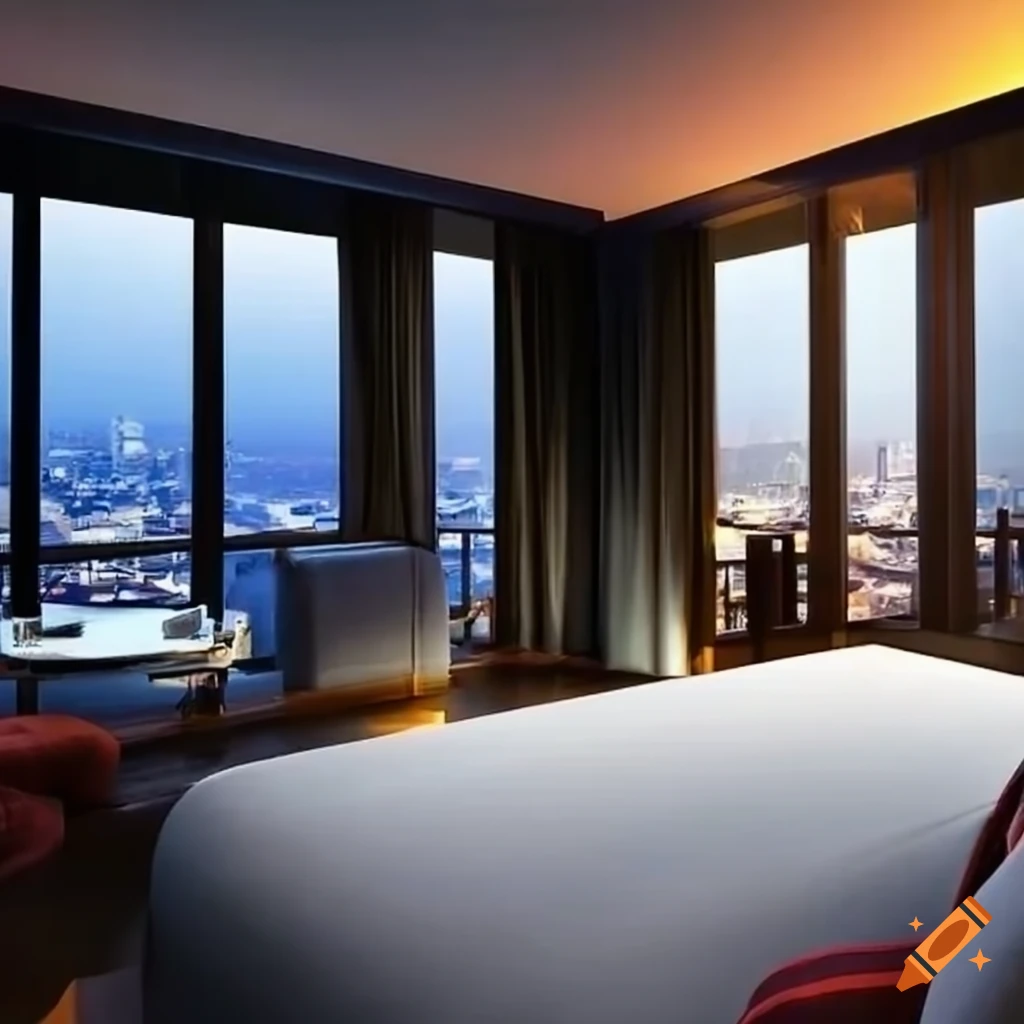 Luxury hotel room with balcony on Craiyon