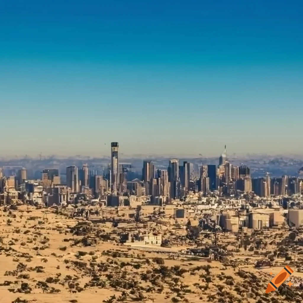 Los Angeles skyline with desert landscape