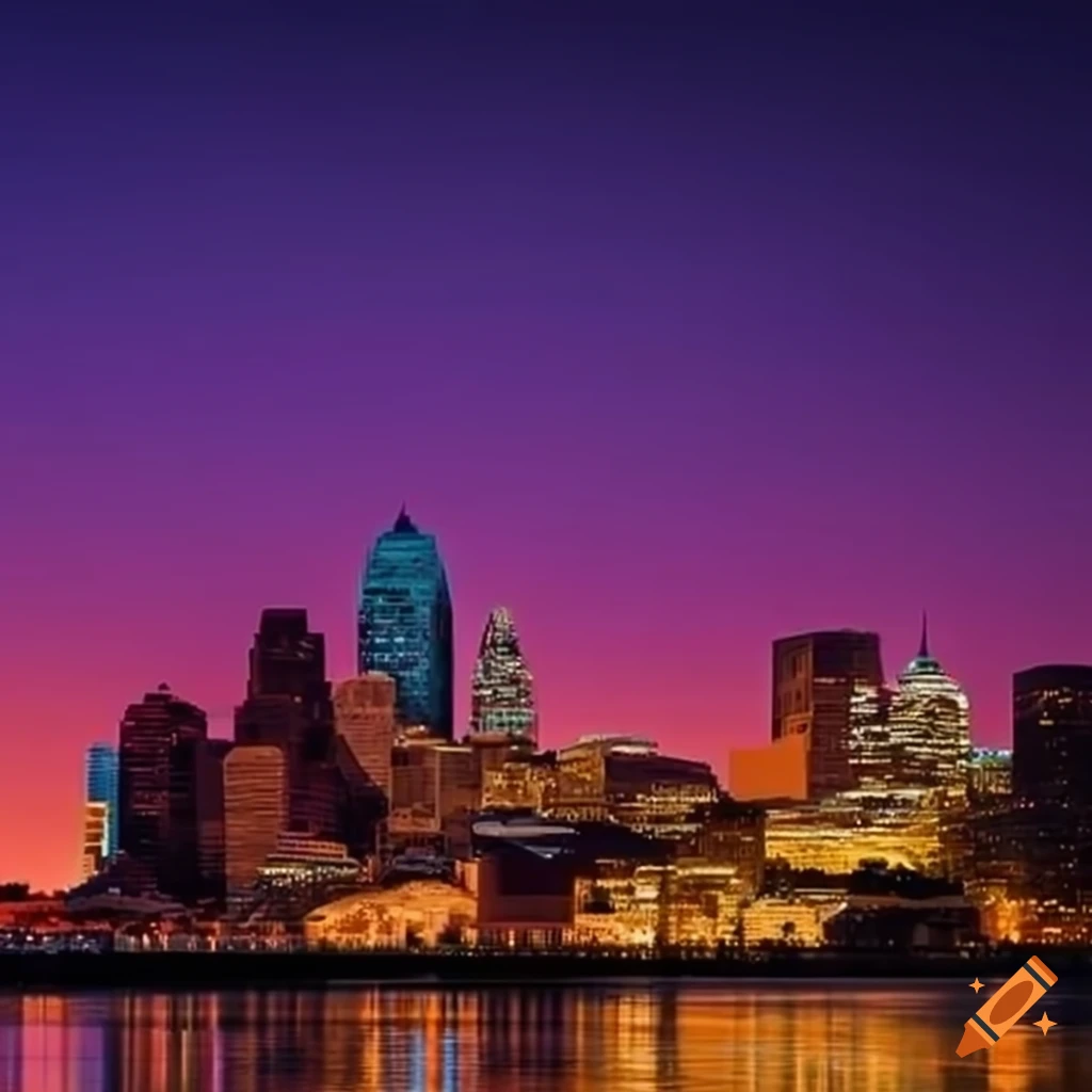 Neonstyle depiction of kansas city skyline on Craiyon