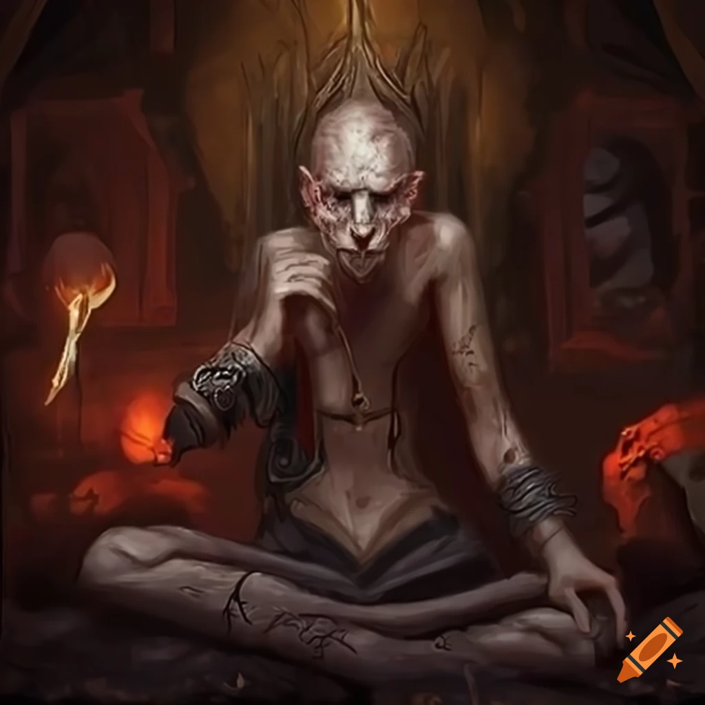 dark fantasy art of magician casting a spell