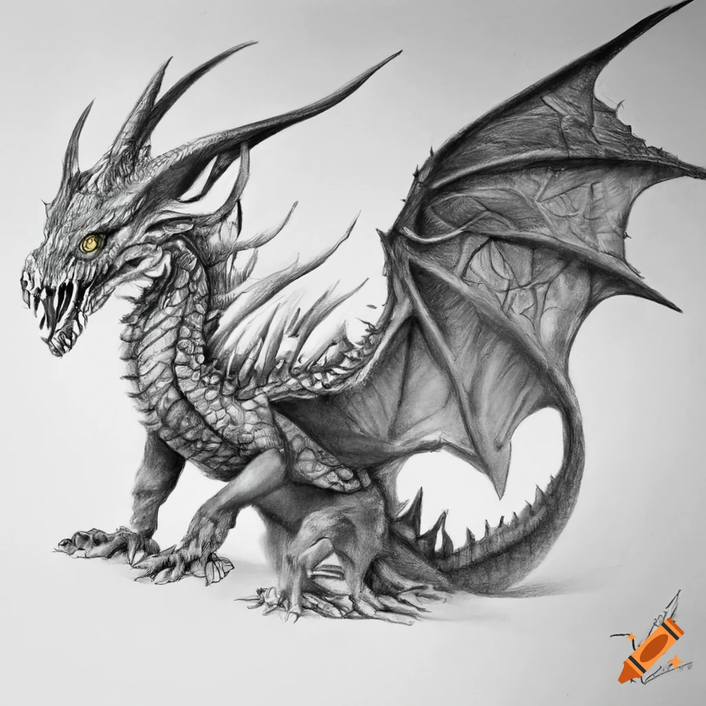 Charcoal Dragon Drawing - Dream Driven Art