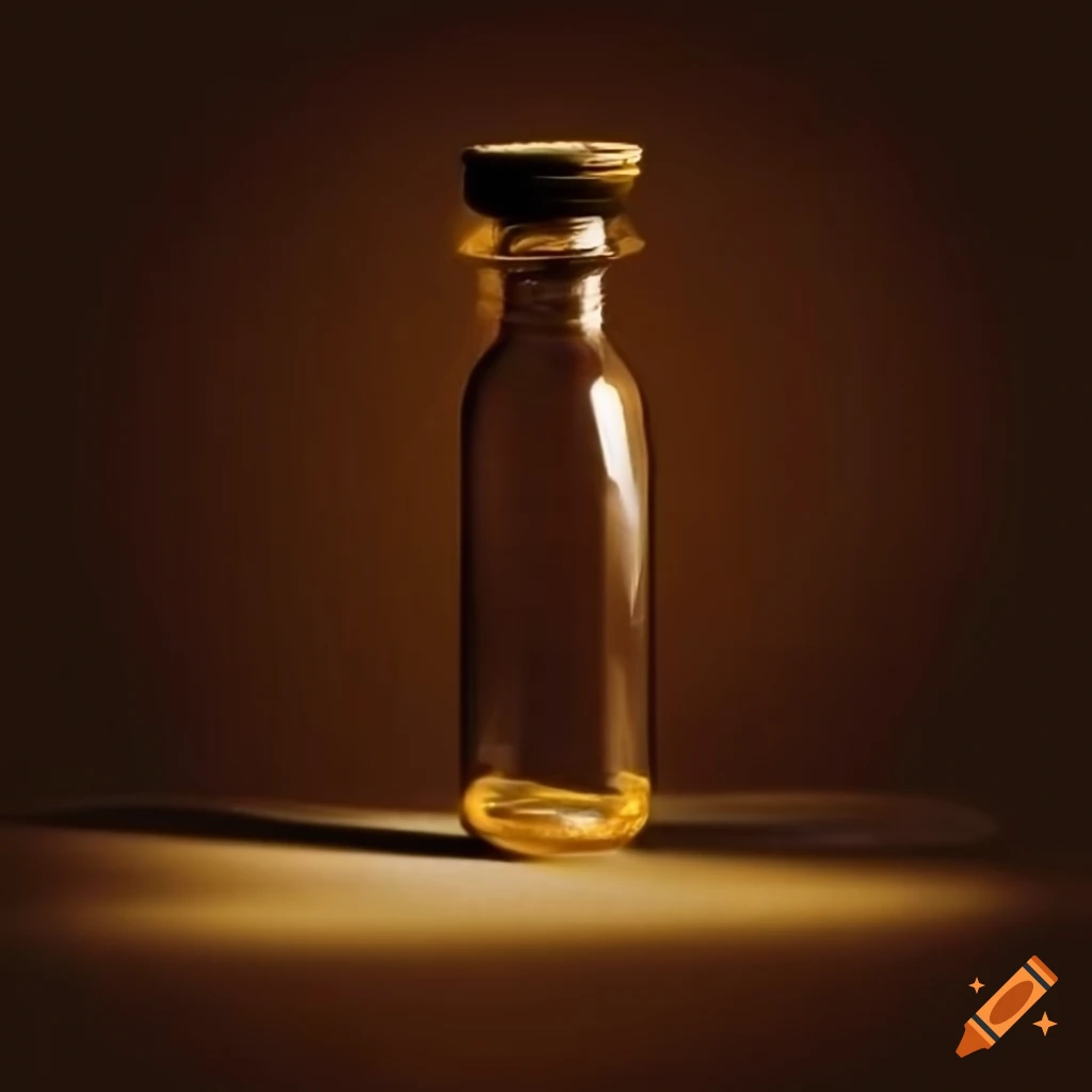 sepia-toned photograph of a vial of oil