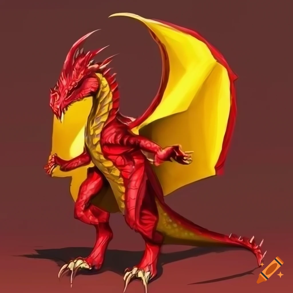 red and yellow dragon concept design