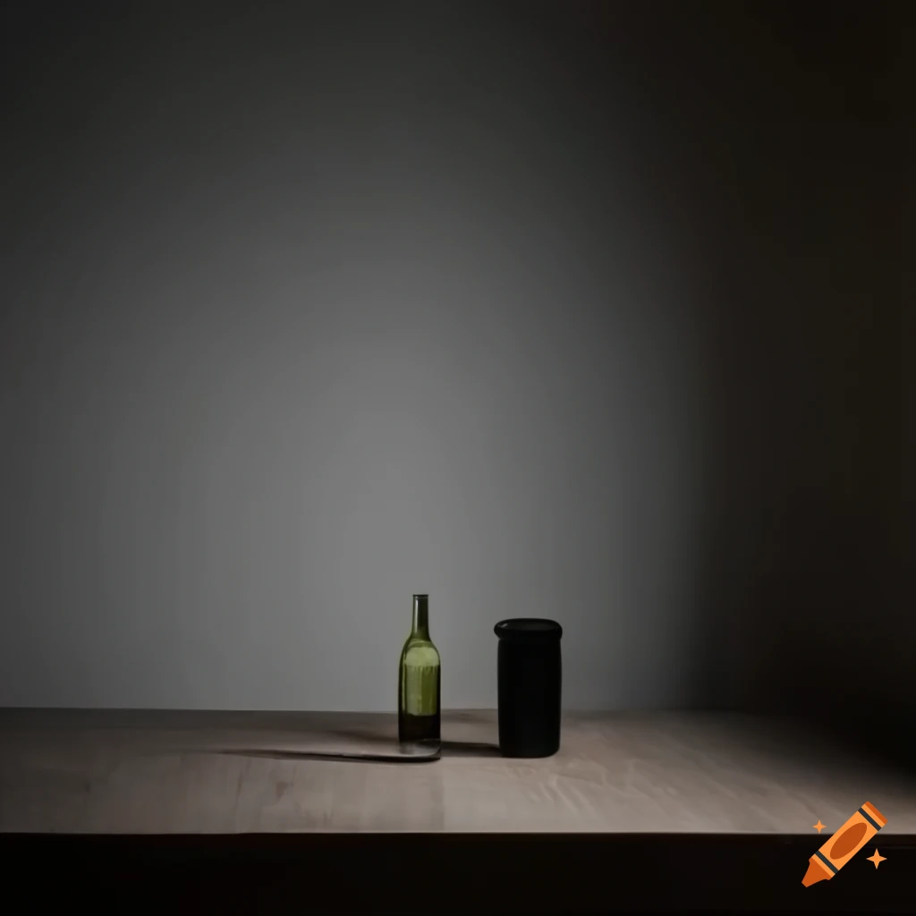 minimalist room with a wine bottle