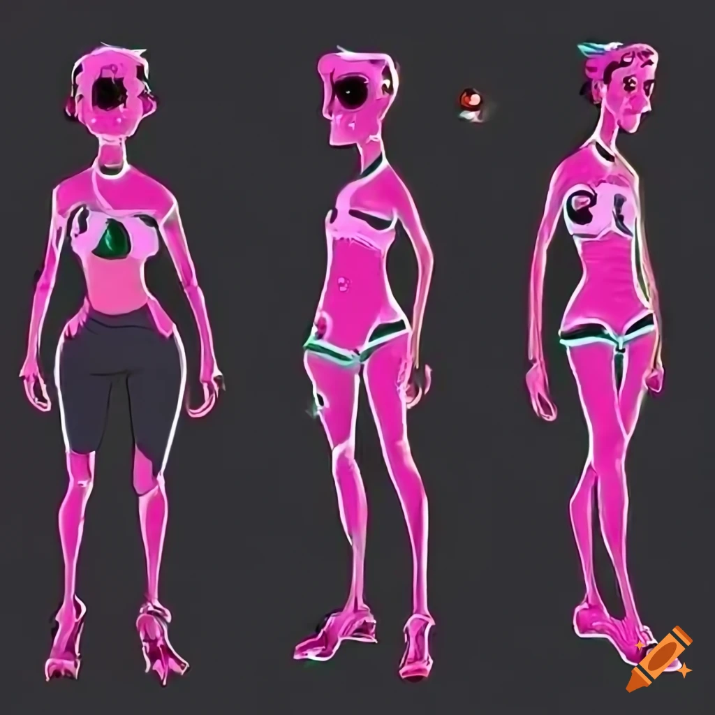 Neon black light character design on Craiyon