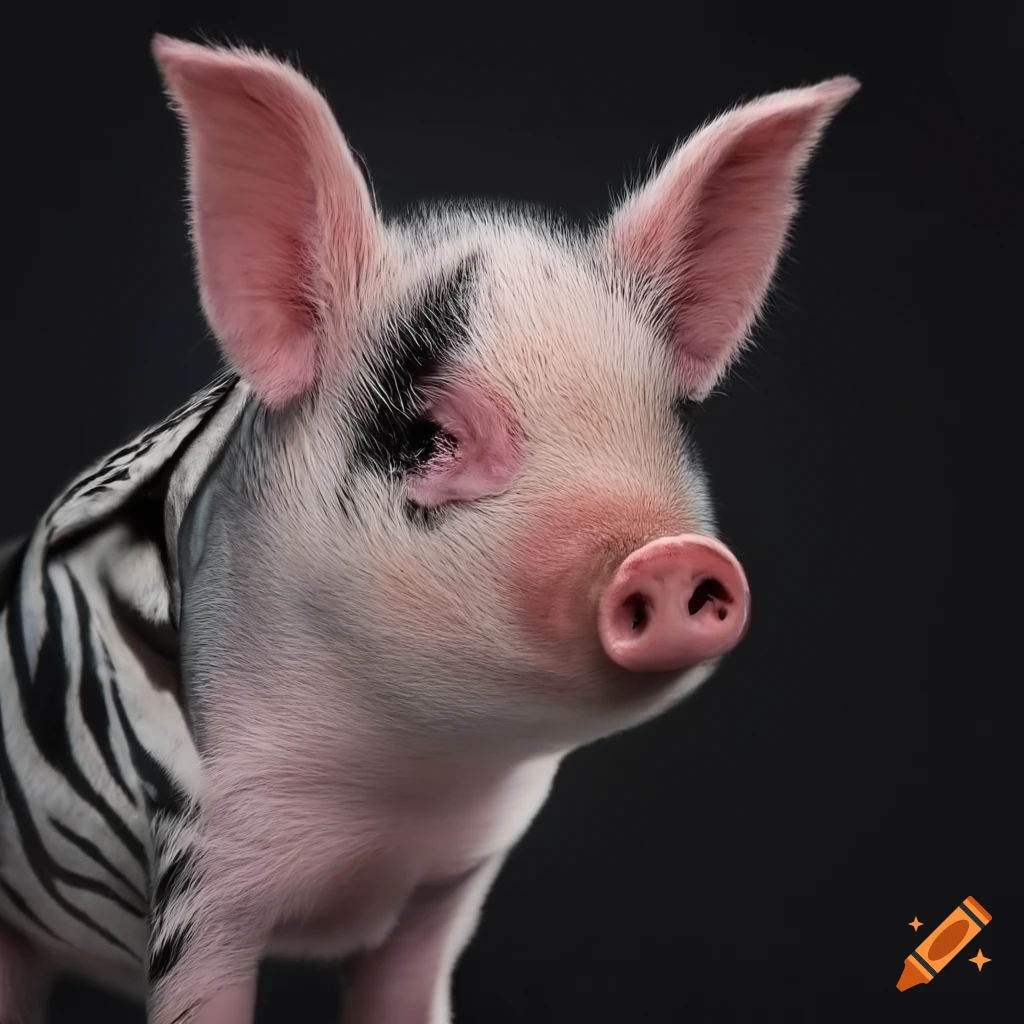 piglet with zebra patterned skin