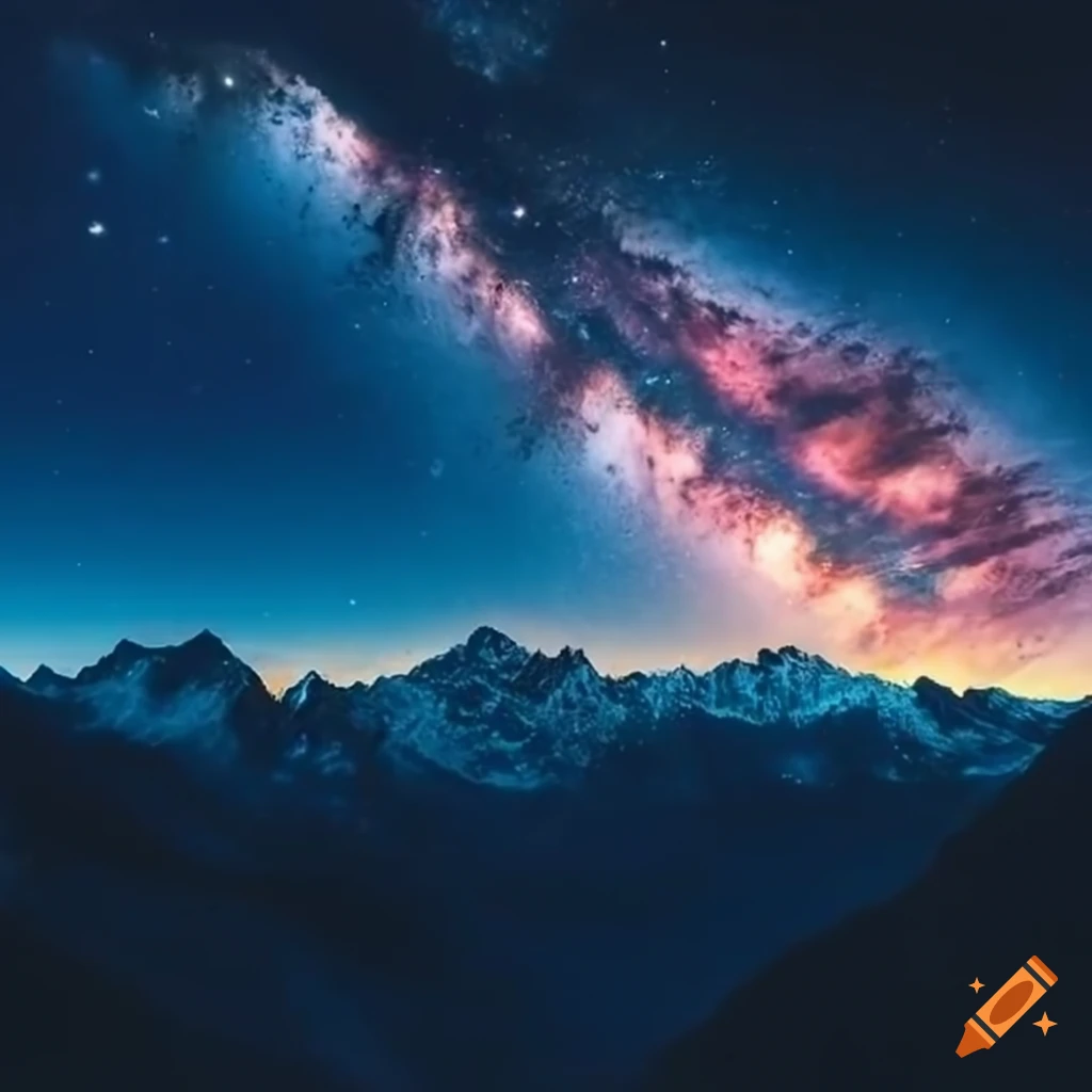 colorful mountains under a starry sky
