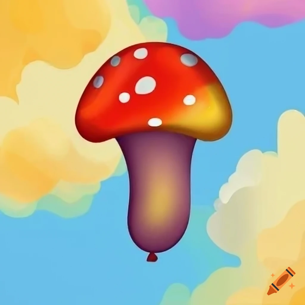 colorful mushroom balloon in the sky