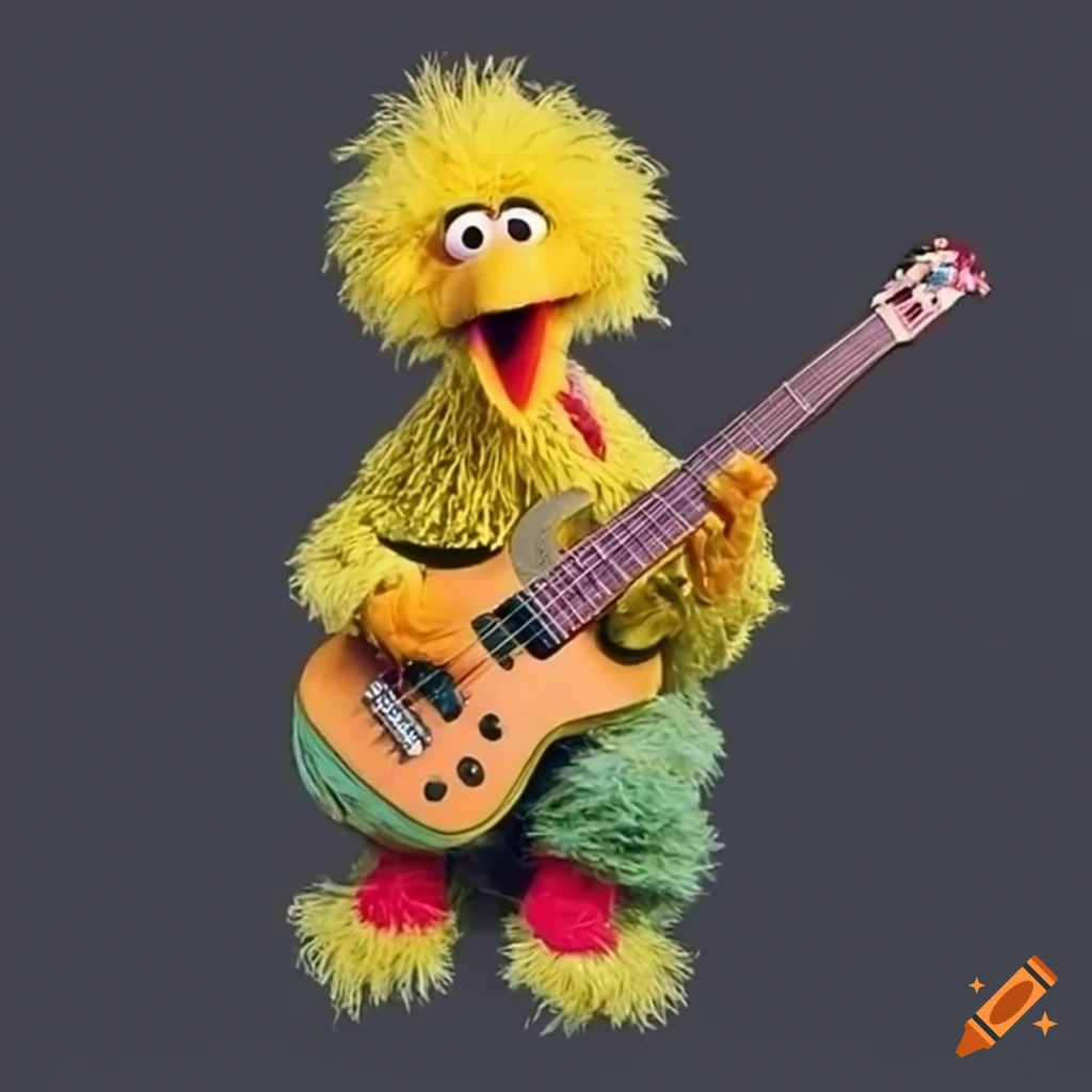 Big Bird Playing Bass Guitar On Craiyon