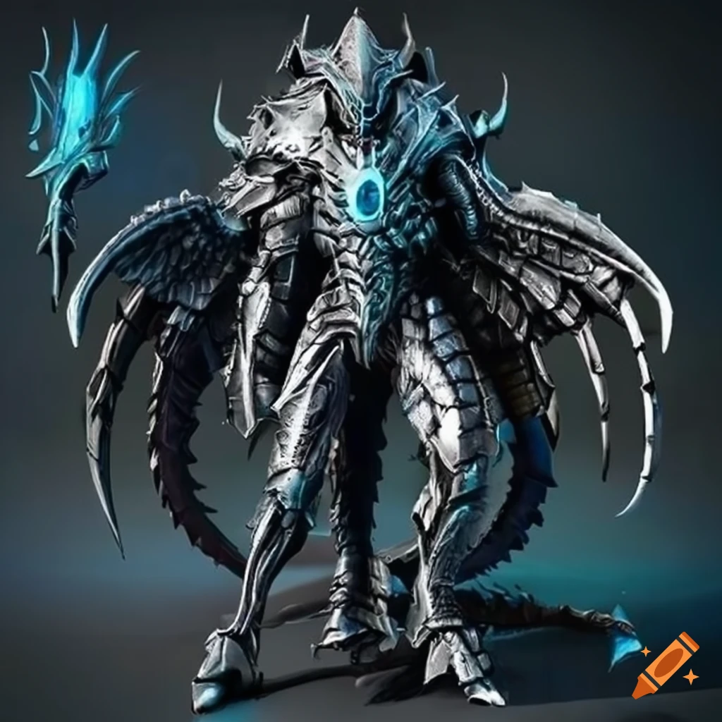Cybernetic armor inspired by dragons on Craiyon