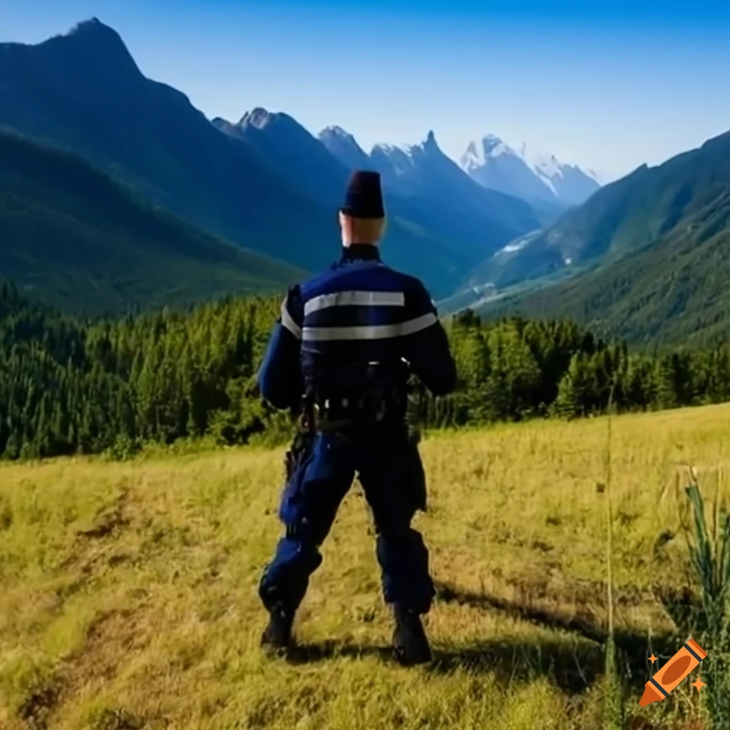 gendarme patrolling the mountain landscape