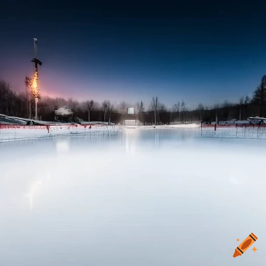realistic depiction of an empty ice hockey field