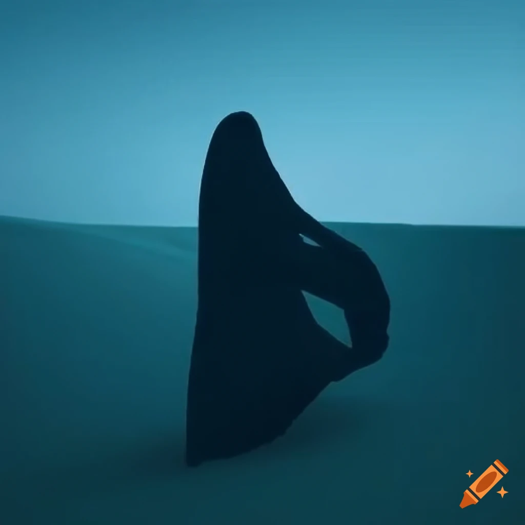 desert sand blowing across a dark hijab cloth