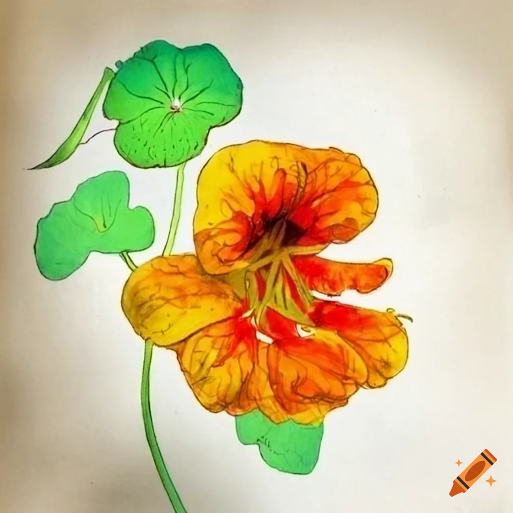 Digital drawing of nasturtium flowers on Craiyon