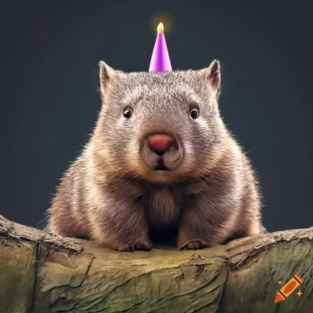 cute wombat with a cone on its head