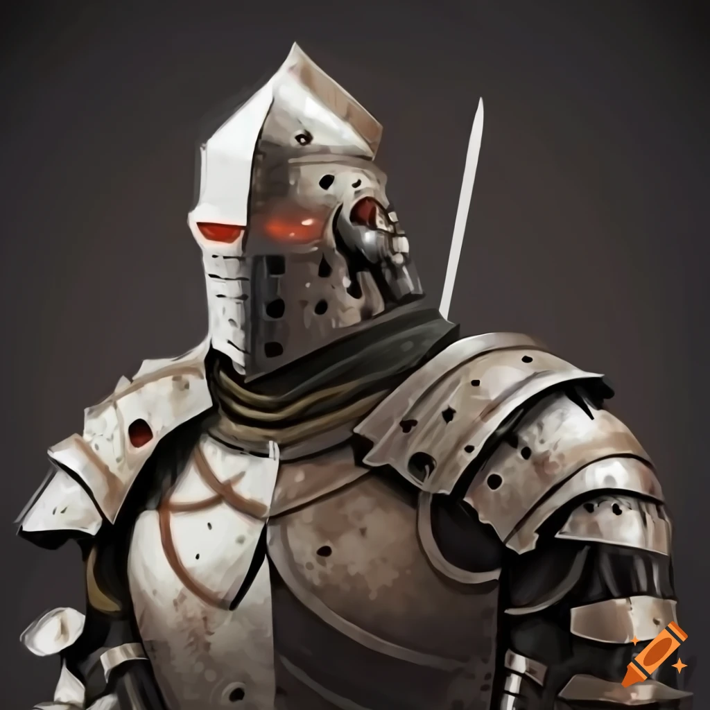 medieval-style robot knight barbarian in plate armor
