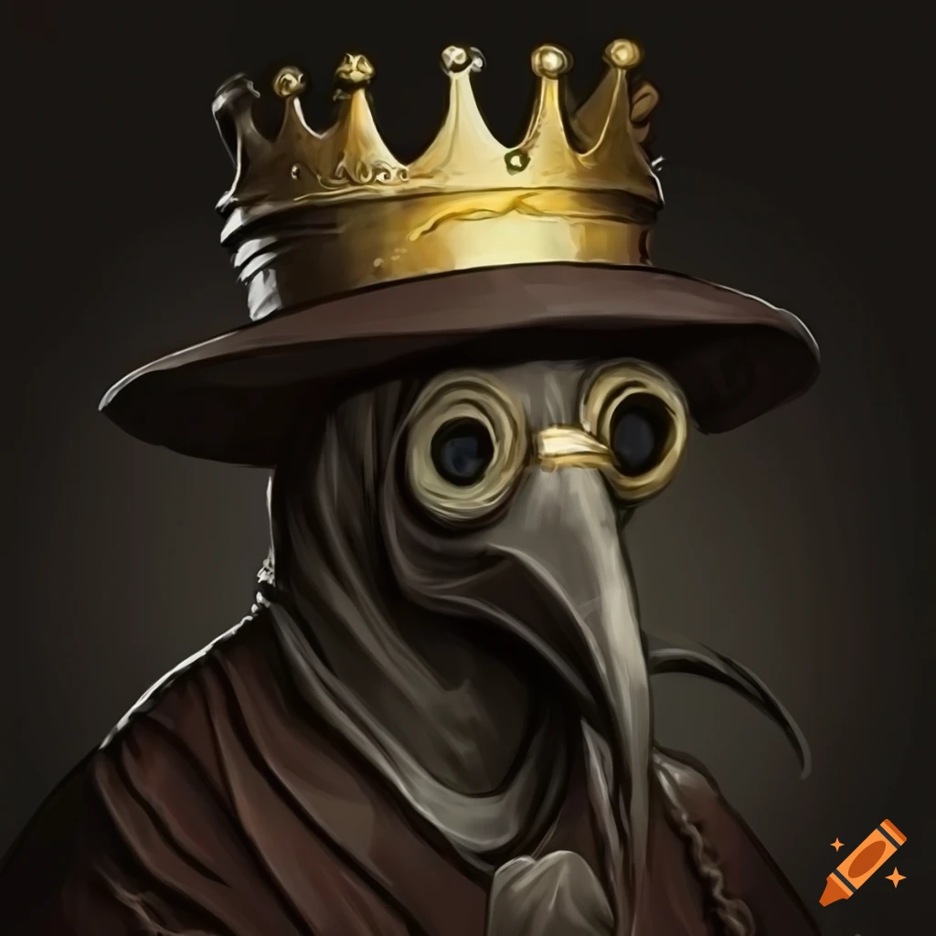 plague doctor wearing a crown