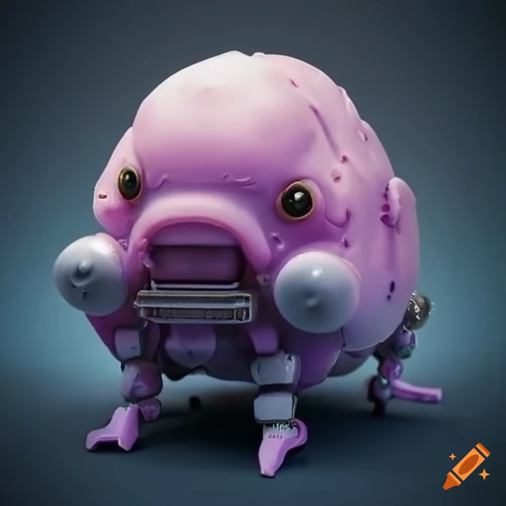 Mechanical creature inspired by a blobfish on Craiyon