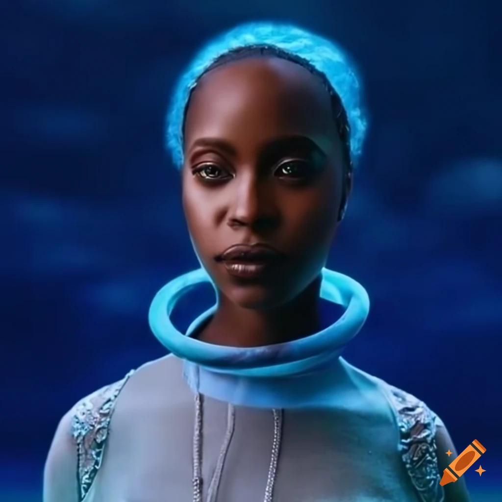 afrofuturistic image of a beautiful African woman in space