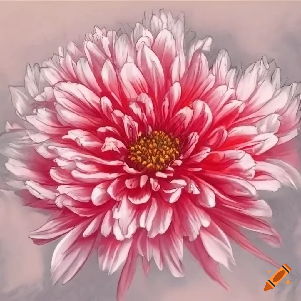 Photoreal drawing of a chrysanthemum with intricate details on craiyon