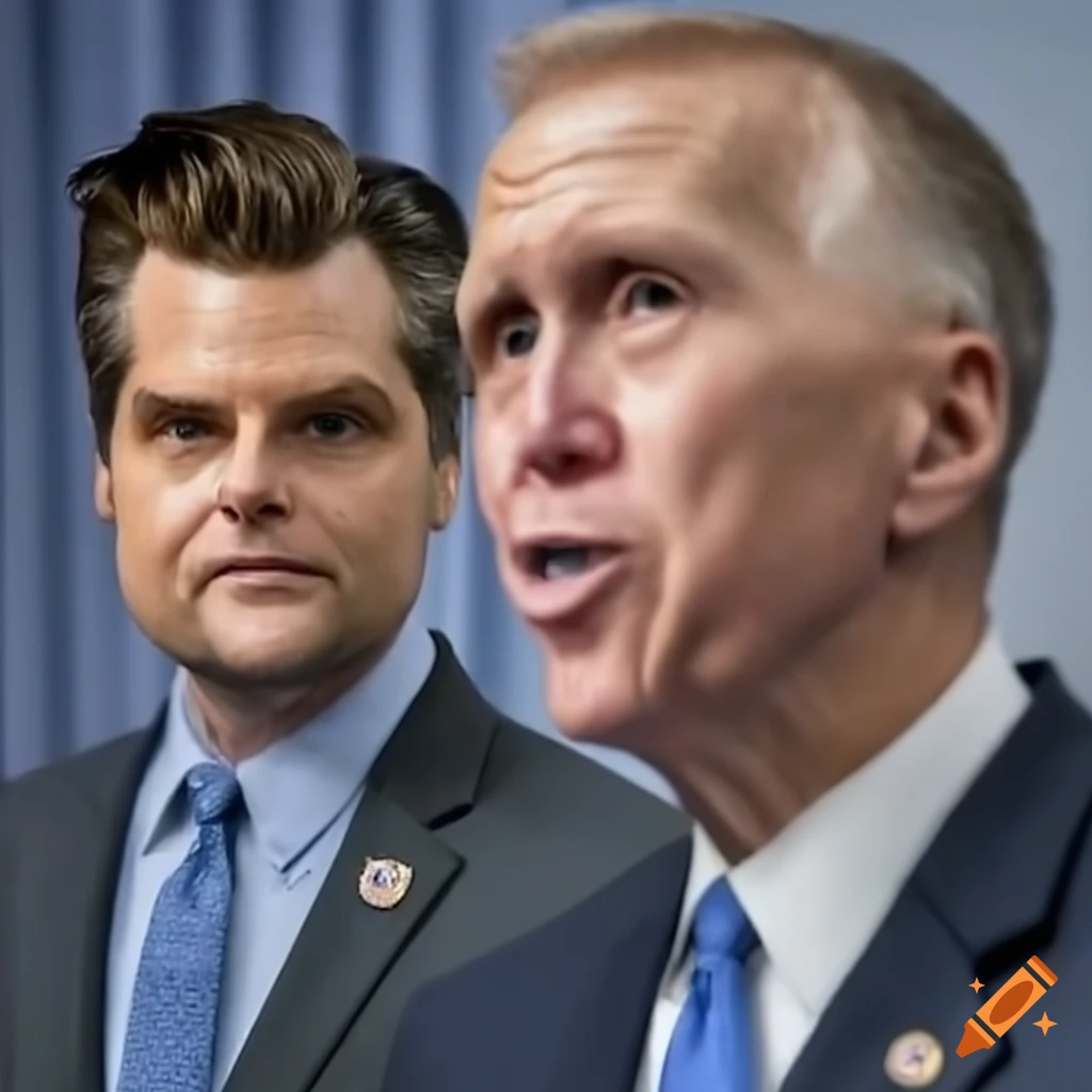 Thom tillis and matt gaetz at a press conference on Craiyon
