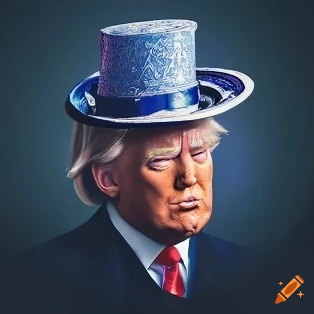 Painting of donald trump wearing a pimp hat on Craiyon