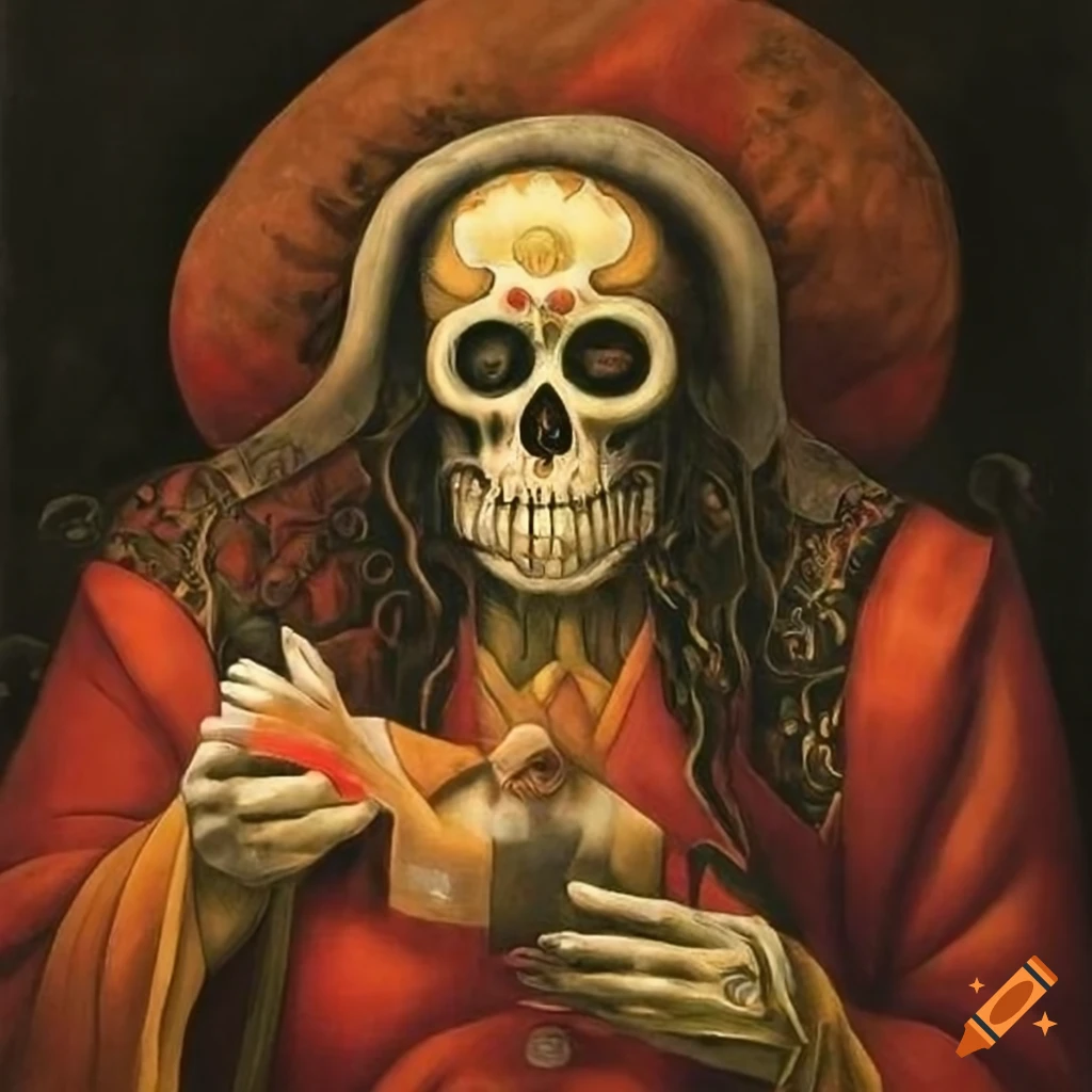 lithograph artwork of Santa Muerte Voodoo Loa