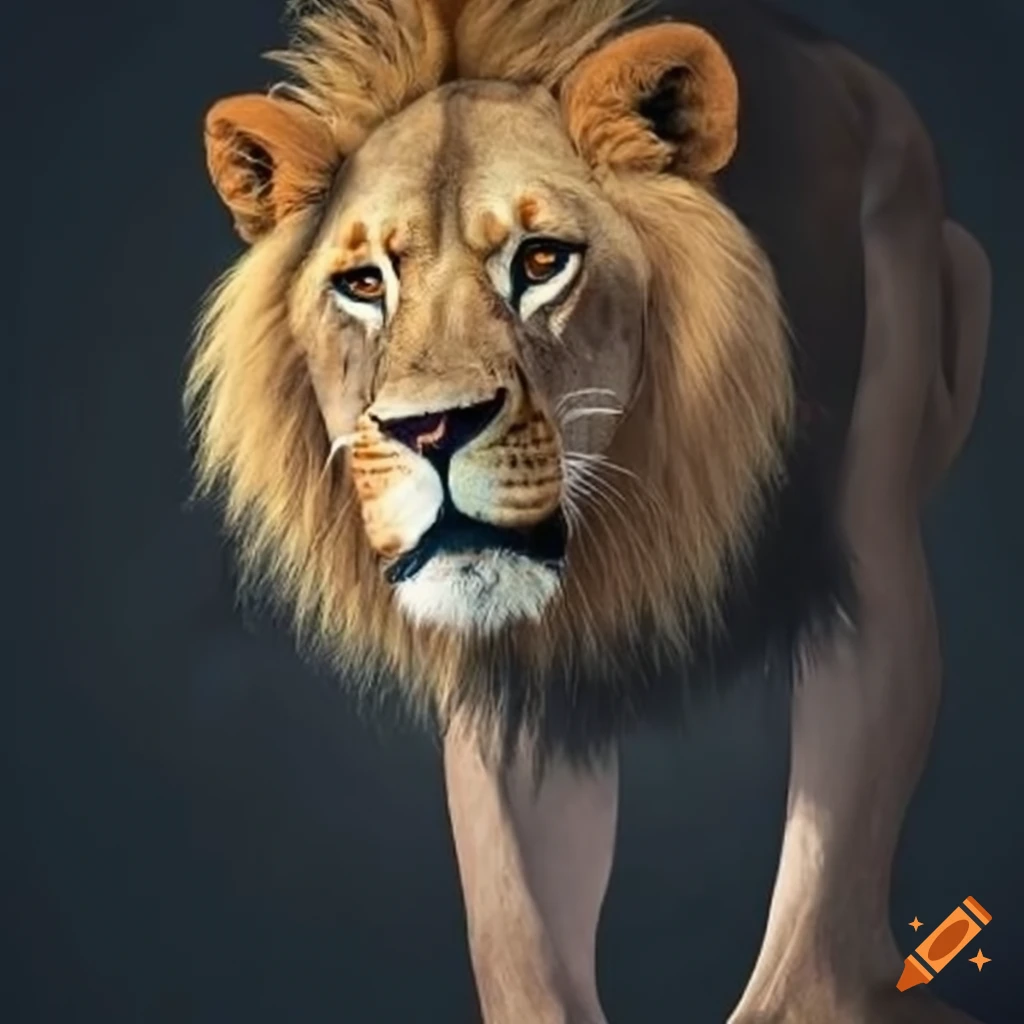 man riding a lion