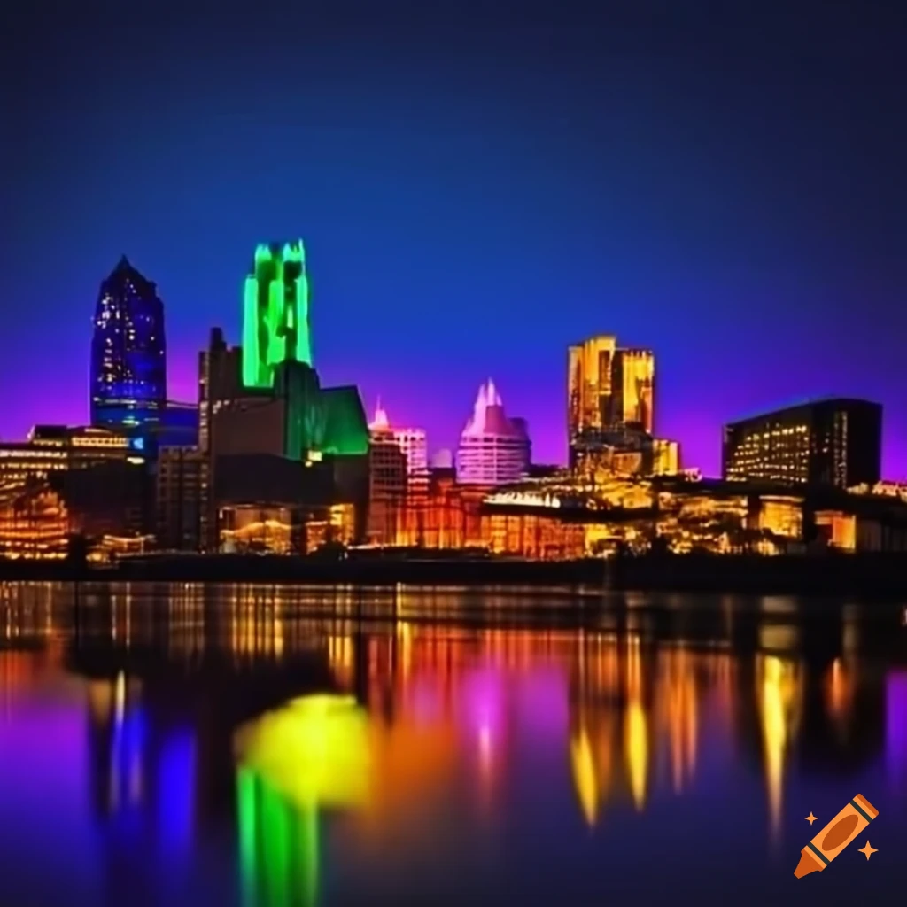 Neonstyle depiction of kansas city skyline on Craiyon