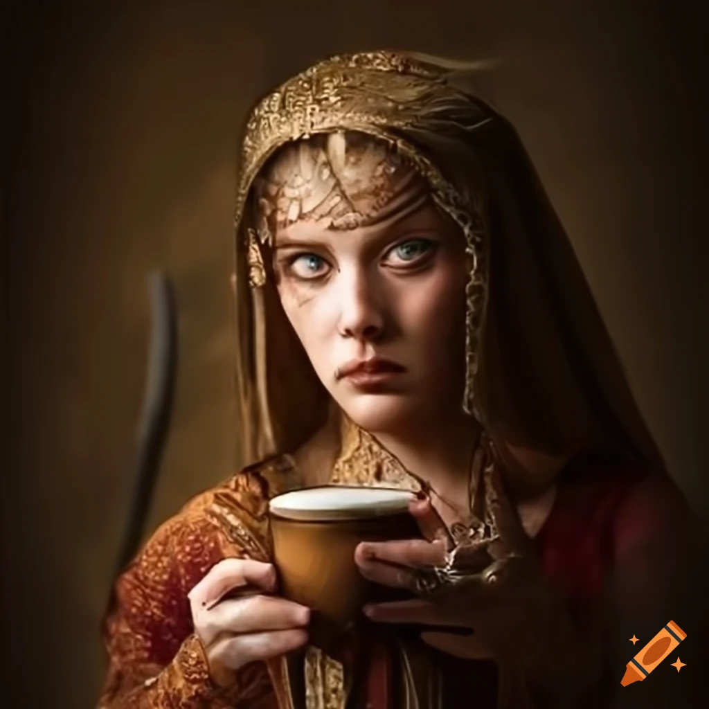 Femme médiévale avec son gobelet on Craiyon