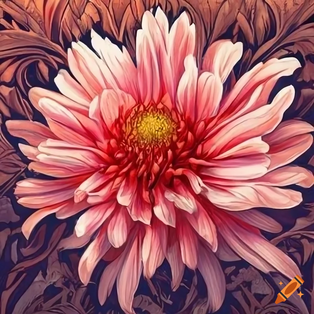 Detailed drawing of a chrysanthemum on a white background on Craiyon