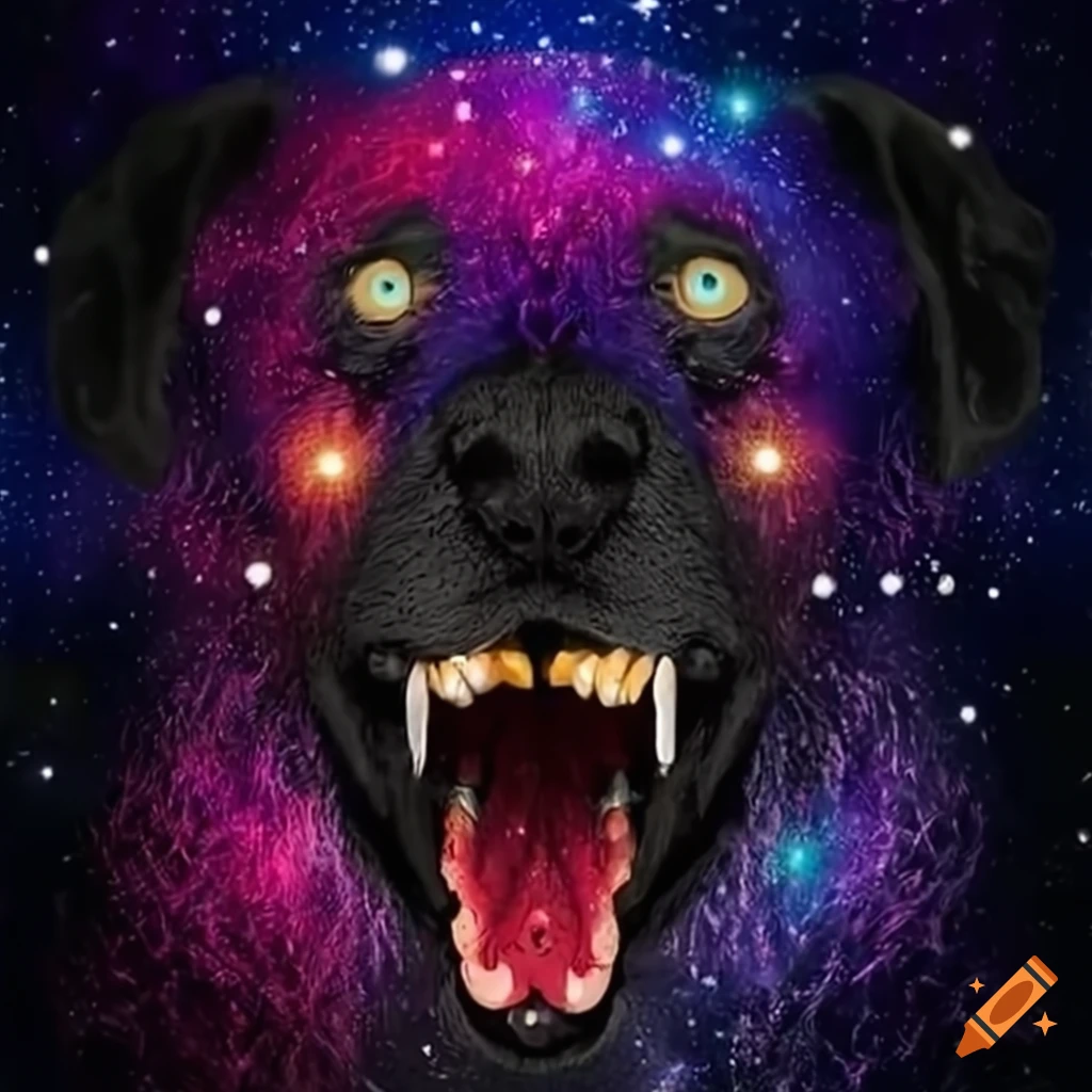 Image of a haunting cosmic smile dog on Craiyon