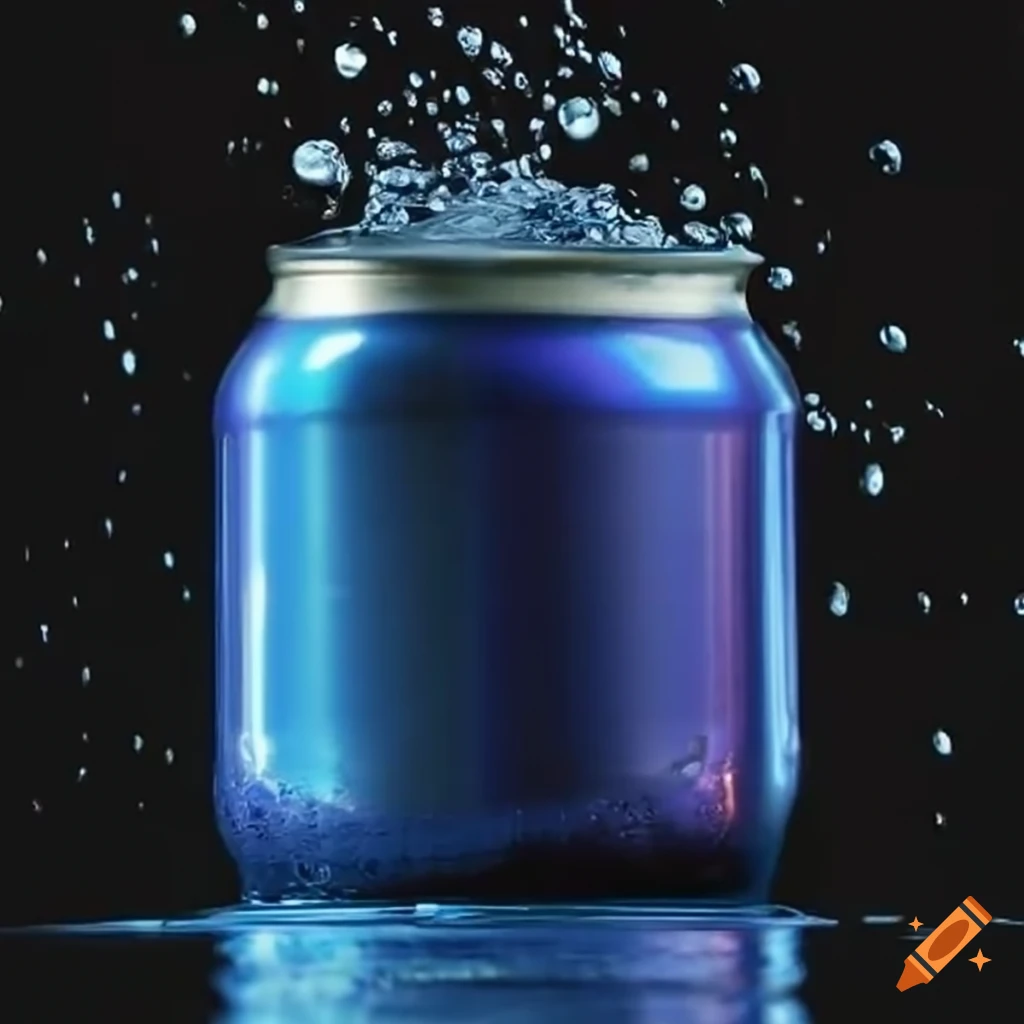 Cans of soda dropping into water on Craiyon