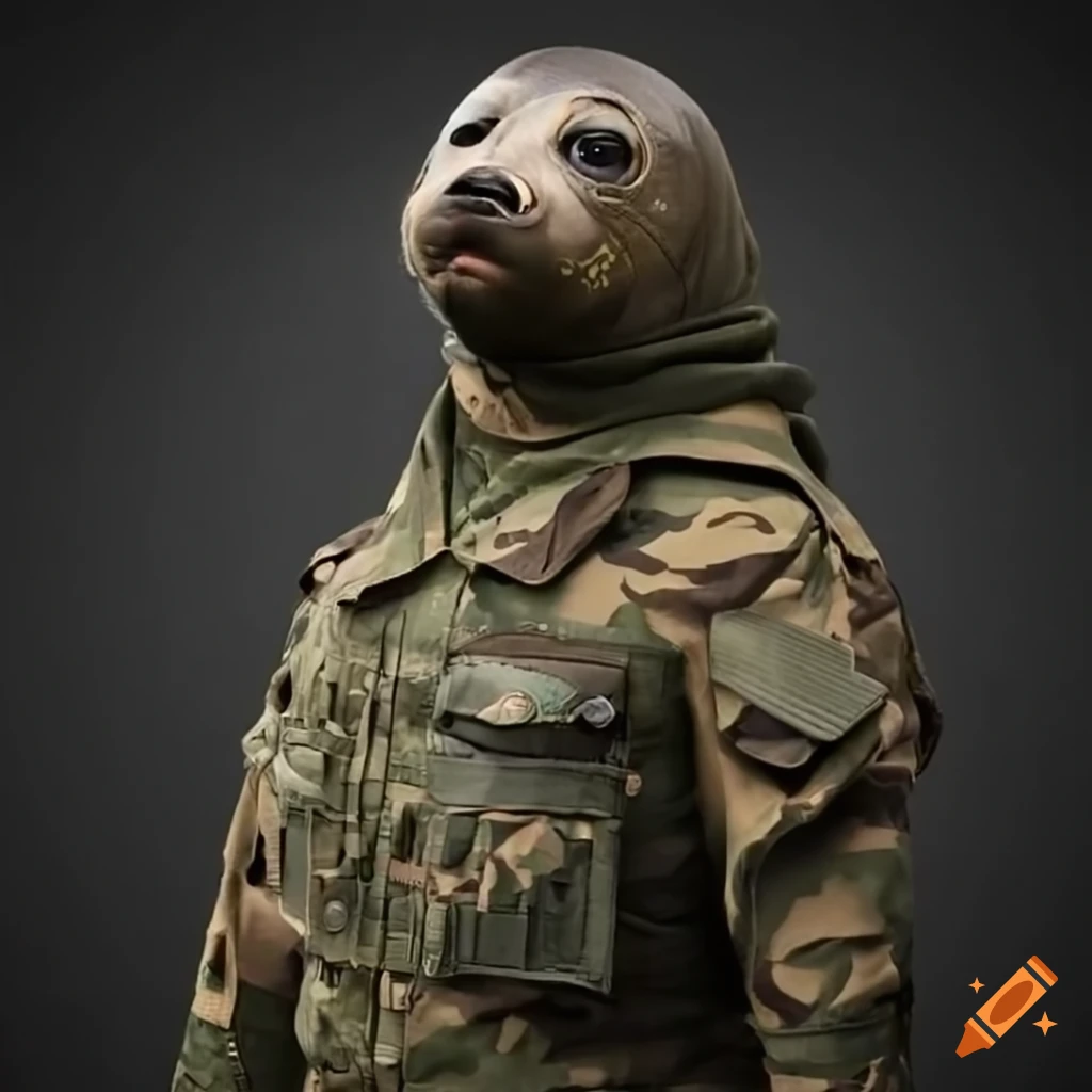 sealion wearing military clothes